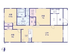 ～無駄のない３ＬＤＫプランを採用～
・最も数の多い４ＬＤＫでは意外と部屋を持て余してしまう方に人気の３ＬＤＫを採用。
・ＤＩＮＫＳ世帯の方、お子様が独立されたご夫婦にも人気の間取りです。
（2号棟）