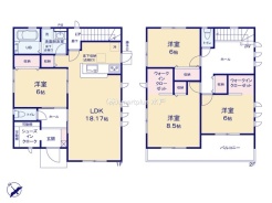 ～水周り集中プランを採用～
・キッチン・洗面など水回りを集中させることで家事のしやすい間取。
・日々の事なので家事導線もご見学の際にぜひチェックしてみてください。
(１号棟)