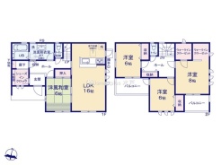 ～全居室南向きの間取り～
・各居室が南向きなので穏やかな陽の入る陽当り良好な仕様。
・明るい空間でくつろぎのお時間をお過ごしいただけます。
(１号棟)