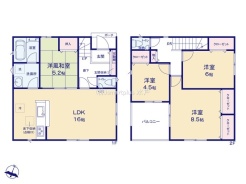 ～使い勝手の良い４ＬＤＫプラン～
・シンプルで使い勝手が良く、人気の高い４ＬＤＫのプランを採用。
・収納もしっかりございますので、お家の中がスッキリと片付きます。
