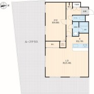 ～間取り変更も可能なプラン～
・約9.8帖の洋室は間仕切りを造る事で２部屋に分ける事が可能。
・ご家族の状況に応じて部屋の数を変更できるプランです。
・約15.4帖のLDも間仕切り可能です。
