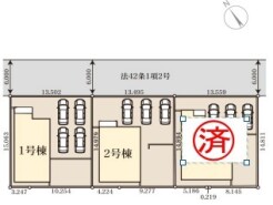 ～カースペース３台以上確保～
・各棟カースペースが３台以上ございますので、車通勤の方にもお勧めのプランとなっております。
・余裕の敷地で余裕のある新生活をお過ごしいただけます。
