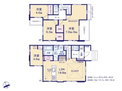～間取り変更も可能なプラン～
・２階１２.６帖の洋室は間仕切りを造る事で２部屋に分ける事が可能。
・ご家族の状況に応じて部屋の数を変更できるプランです。
