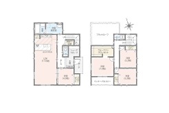 ～使い勝手の良い４ＬＤＫプラン～
・シンプルで使い勝手が良く、人気の高い４ＬＤＫのプランを採用。
・収納もしっかりございますので、お家の中がスッキリと片付きます。
（２号棟）