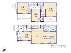 ～リビングイン階段を採用～
・リビングイン階段なので２階へ行く際、降りる際に必ずリビングを通る「ご家族の顔が見える」仕様。
・家族の距離が近づく間取となっております。
(１号棟)