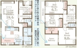 ~無駄のない3LDKプランを採用~
・最も数の多い4LDKでは意外と部屋を持て余してしまう方に人気の3LDKを採用。
・DINKS世帯の方、お子様が独立されたご夫婦にも人気の間取りです。