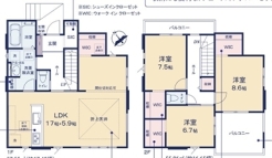~間取り変更も可能なプラン~
・広々としたリビングはは間仕切りを造る事で4LDKに変更可能です。
・ご家族の状況に応じて部屋の数を変更できるプランです。
