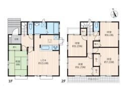 ~5LDKの余裕の間取り~
・ご家族が多いご家庭でも安心の5LDKの間取り。
・部屋が余っても物置としてのご利用もできますので、まさに「大は小を兼ねる」余裕の間取りです。