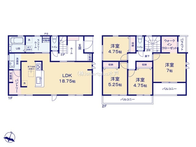 ～使い勝手の良い４ＬＤＫプラン～
・シンプルで使い勝手が良く、人気の高い４ＬＤＫのプランを採用。
・収納もしっかりございますので、お家の中がスッキリと片付きます。
